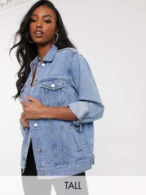 Missguided Tall Oversized Denim Jacket In Blue