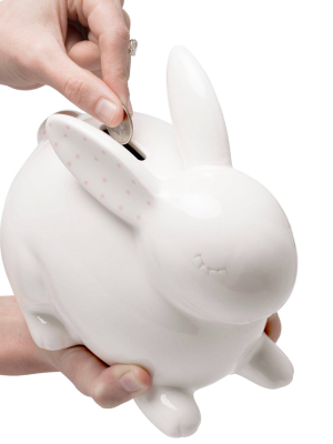 Pearhead Ceramic Bunny Bank - White