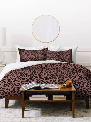 Queen/full Dash And Ash Leopard Duvet Set - Deny Designs