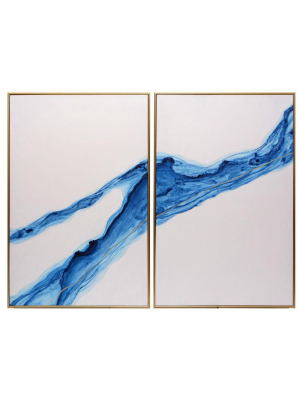 Fluidity (set Of 2) - 40" X 60" - Gold Floater Frame