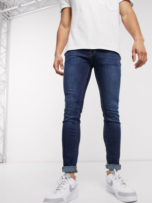 Jack & Jones Intelligence Liam Skinny Fit Jeans In Mid Blue Wash