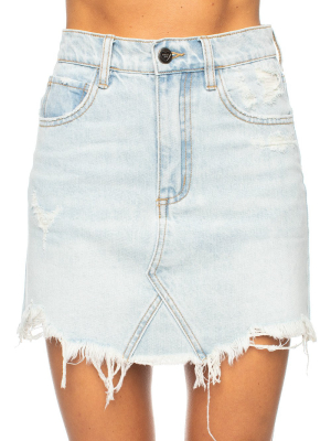 Buddylove Sharon Distressed Denim Mini Skirt - Light Wash