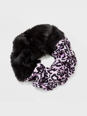 Oversized Faux Fur And Leopard Print Twister - Wild Fable™ Black/purple