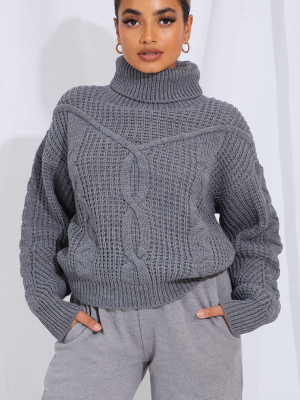 Petite Grey Oversized Chunky Knit Sweater