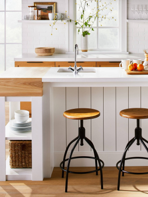 Industrial Adjustable Metal Base Counter Height Stool Brown - Threshold™ Designed With Studio Mcgee