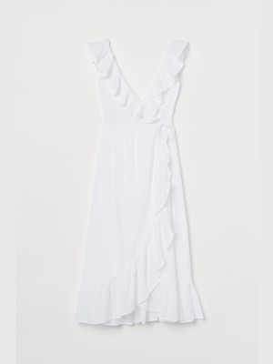 Flounce-trimmed Cotton Dress