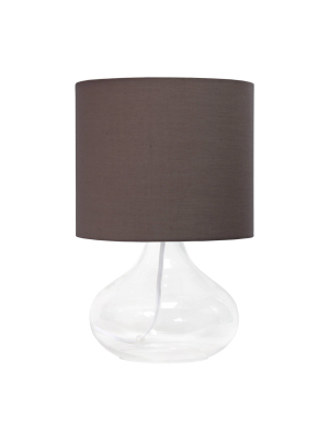 Clear Glass Raindrop Table Lamp With Fabric Shade Gray - Simple Designs