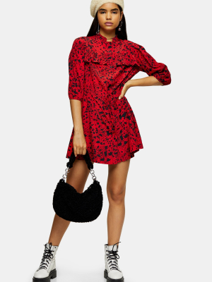 Tall Red Animal Mini Shirt Dress