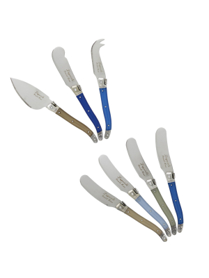 7pc Stainless Steel Laguiole Cheese Knife Set Blue - French Home
