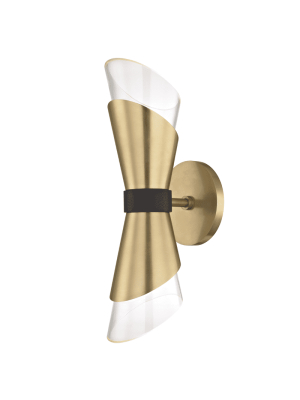 Angie 2 Light Wall Sconce - Aged Brass/black