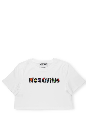 Moschino Geometric Logo Print Cropped T-shirt