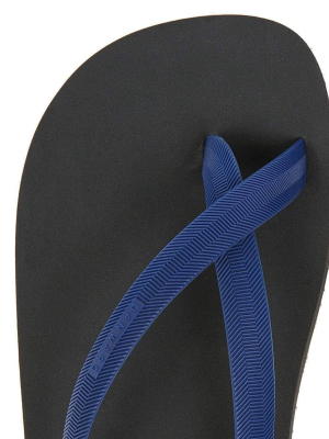 Bicolored Cross Toe Flip-flop - Black With Indigo