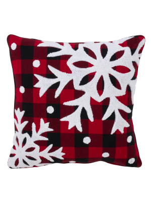 Buffalo Plaid Snowflake Square Throw Pillow Red - Saro Lifestyle