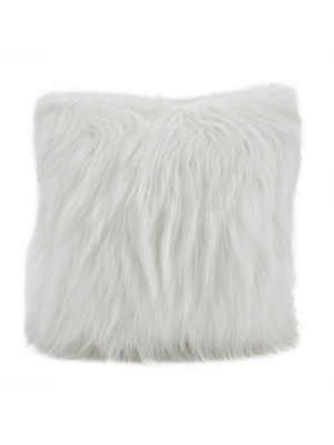 18"x18" Poly Filled Long Hair Faux Fur Square Throw Pillow - Saro Lifestyle