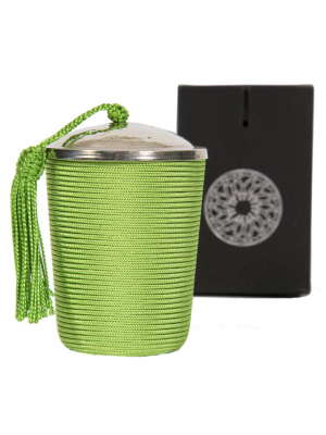 Silk Wrapped Candle, Green