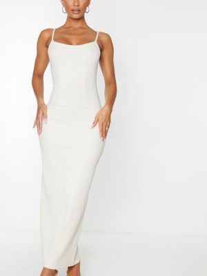 Stone Thick Rib Cinched Waist Midi Dress