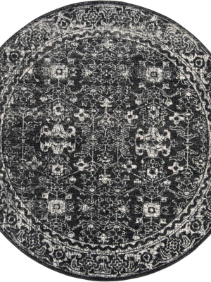 Evoke Vintage Charcoal/ivory Round Rug