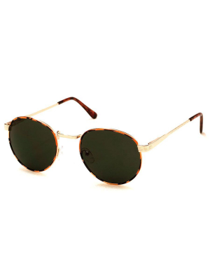 Tiger Wire Rim Sunglasses With Black Green Tinted Lens