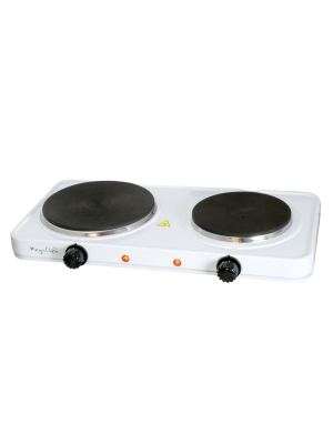 Megachef Portable Dual Electric Cooktop - White