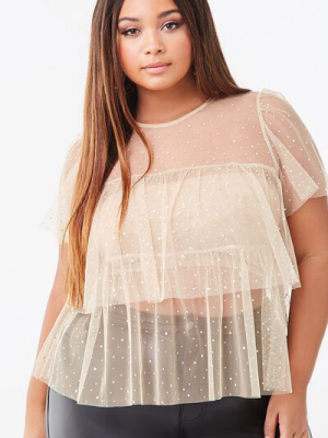 Plus Size Tulle Sequin Top