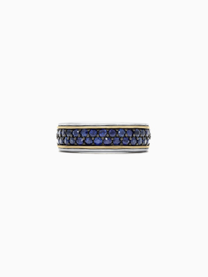 Effy Men's Sterling Silver & 18k Yellow Gold Blue Sapphire Ring, 1.45 Tcw