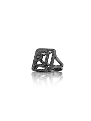 Piece Pyramid Black Diamond Ring