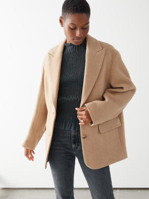 Oversized Wool Blend Tailored Blazer