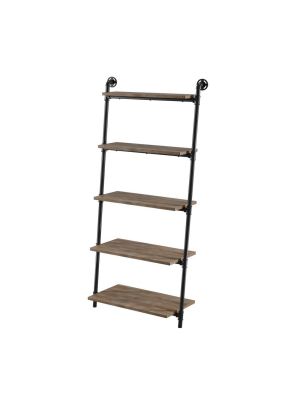 61" Mateo 5 Layer Ladder Book Shelves Brown/oak - Iohomes