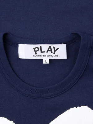 Comme Des Garcons Play White Heart T-shirt - Navy