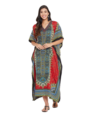 Polyester Kaftan Long Maxi Dress - Plus