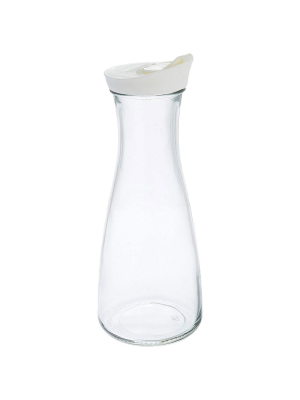 Grant Howard 1 Liter Beverage Glass Carafe Decanter With White Screw Top, Clear