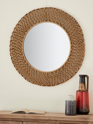 35" X 35" Modern Style Large Round Twisted Metal Wall Mirror Gold - Olivia & May