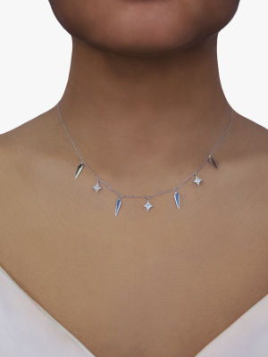 White Topaz Station Necklace