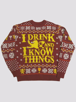 Men's Game Of Thrones Drink Ugly Holiday Sweater - Maroon