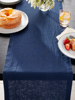 Helena Indigo Blue Linen 90" Table Runner