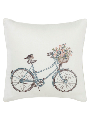 Natural Bicycle Throw Pillow - Laura Ashley
