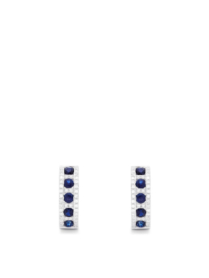 Effy Royale Bleu 14k White Gold Sapphire & Diamond Hoop Earrings, 1.03 Tcw