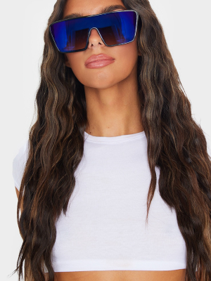 Blue Oversized Squareframe Sunglasses