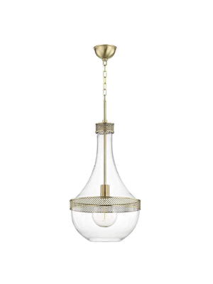 Hagen 1 Light Large Pendant Aged Brass