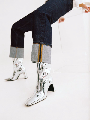 Metallic Heeled Tall Boots
