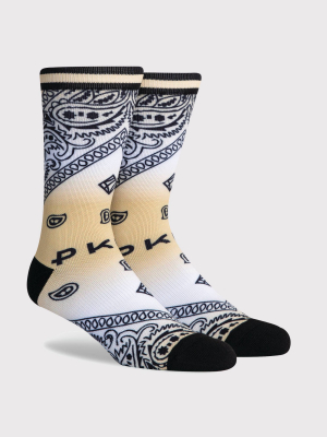 Pkwy By Dwyane Wade Men's Paisley Print Dana Crew Socks - White/black L