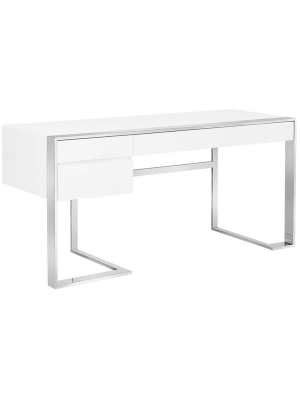 Dalton Desk, High Gloss White