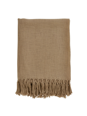 50"x60" Tasseled Throw Blanket Gold - Saro Lifestyle