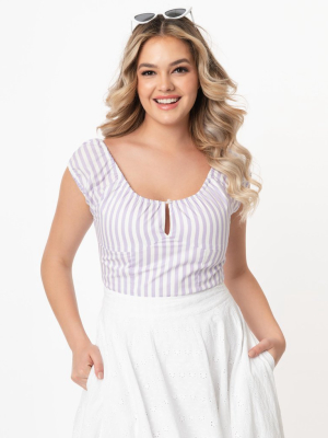 Magnolia Place Lilac & White Stripe Print May Top