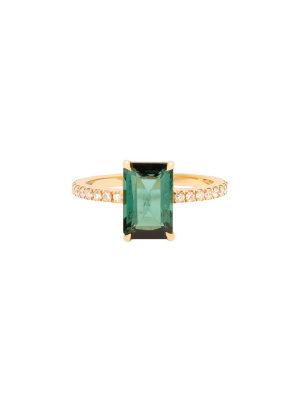 Green Tourmaline & Diamond Ring