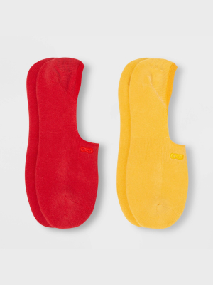 Pair Of Thieves Men's Cushion No Show Socks 2pk - Red/yellow 8-12