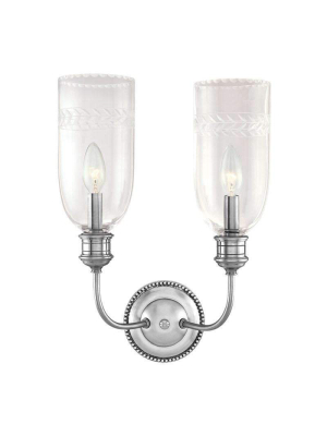 Lafayette 2 Light Wall Sconce Polished Nickel