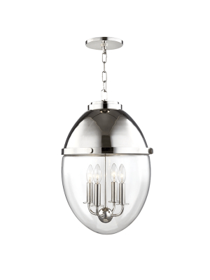 Hudson Valley Lighting Kennedy 4-bulb Pendant - Polished Nickel & Clear