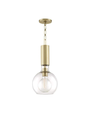 Raleigh 1 Light Small Pendant Aged Brass