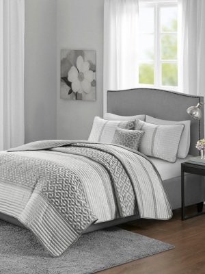 4pc William Jacquard Coverlet Set Gray